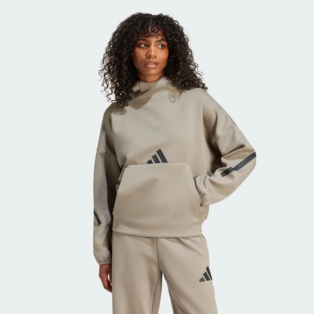 WOMEN’S ADIDAS Z.N.E. HOODED SWEATSHIRT SIZE LARGE *NWT* retail $100 - Picture 1 of 13